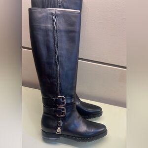 MARINO FABIANI MADE IN ITALY LEATHER Black Combat Boots with Buckle and Zipper